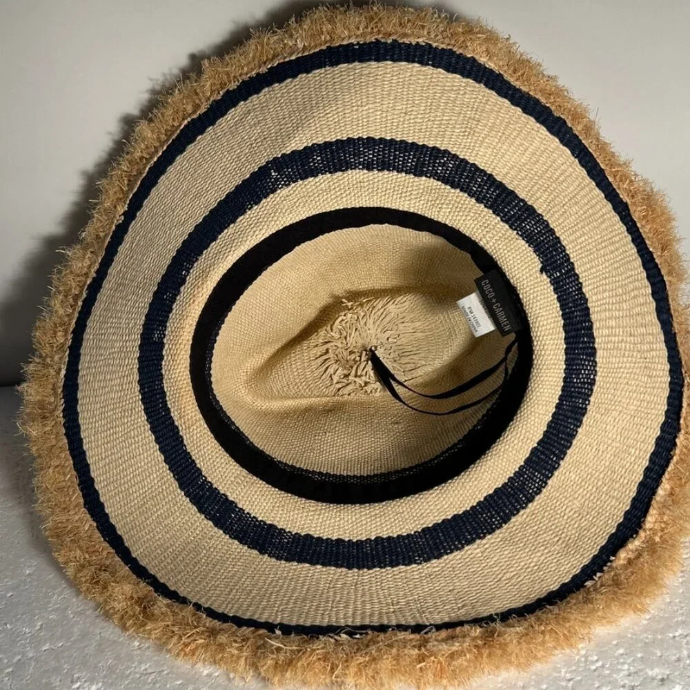 CoCo & Carmen NWOT OSFA Sunhat Navy Stripe Festival Beach Boho Resort Cottage - Picture 4 of 6